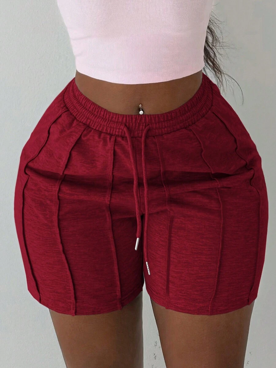 Slaydiva Short décontracté et sport d'été pour femme, avec design de pli cure-dent avant, pantalon corsaire, pantalon de cyclisme, pantalon de survêtement, léger