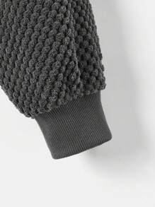 SHEIN EZwear Damen Einfarbig, minimalistische lässige Textured Baseball Jacke mit Langarm - Grau - Übersicht 5
