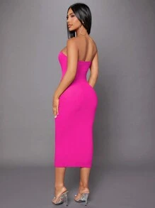 SHEIN SXY Solid Tube Bodycon Dress Sexy OutfitSexy Outfits Club Birthday Outfit Valentine Day Bachelorette Party Spring Women Clothes Concert Long Summer Dress Prom Dress Sexy Dress Valentine Day Dress Wedding Guest Dress Women