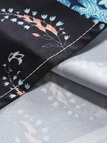 Manfinity RSRT Conjunto casual de 2 piezas: camisa de manga corta con cuello y estampado completo, y pantalones con bolsillo frontal con lazo para hombre - Multicolor - Ver 4