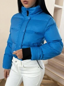 Chiquease 女士绗缝冬季服装夹棉加厚外套适合分层穿着 - 藍色 - 查看 2