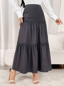 Modelyn Women's High Waist Ruffled Hem Elegant & Charming Skirt - Brown - View 3