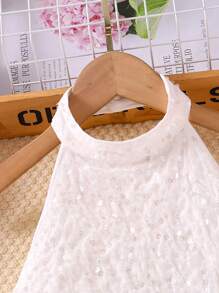 Tween Girl Glittery Party Wear Halter Neck Dress - White - View 4