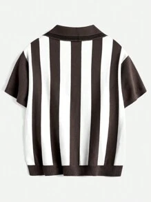 Manfinity NXTstreet Men's Letter & Striped Short Sleeve Knit Shirt, Summer - Multicolor - View 2