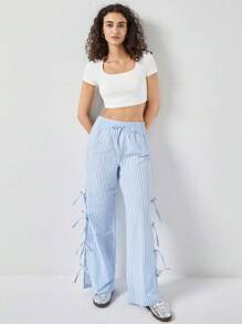 RueChic Side Detailed Cozy Pant - Blue - View 5