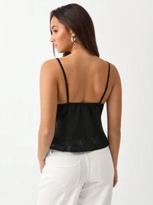 SHEIN Unity Women Solid Color Knot Cami Top - Black - View 2