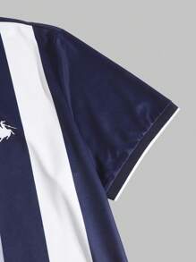 Manfinity Homme Herrenpolo-Hemd in Große Größen mit Blockstreifen, schlanke Passform Business-Lässig Design, für Ausgehen