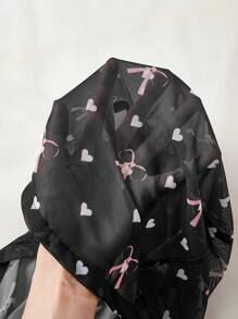 Skyy Designs Co Vestaglietta lunga da donna casual della taglia plus size a maniche lunghe, con stampa di cuori e fiocchi in rete, adatta per autunno/inverno, vacanze, primavera