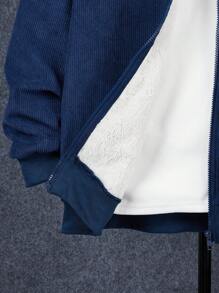 SHEIN 1pc Teen Boy Casual Versatile Comfortable Warm Winter Hooded Design Thermal Lined Solid Color Simple Knit Jacket, Suitable For Winter Outdoor Activities, School, Skiing