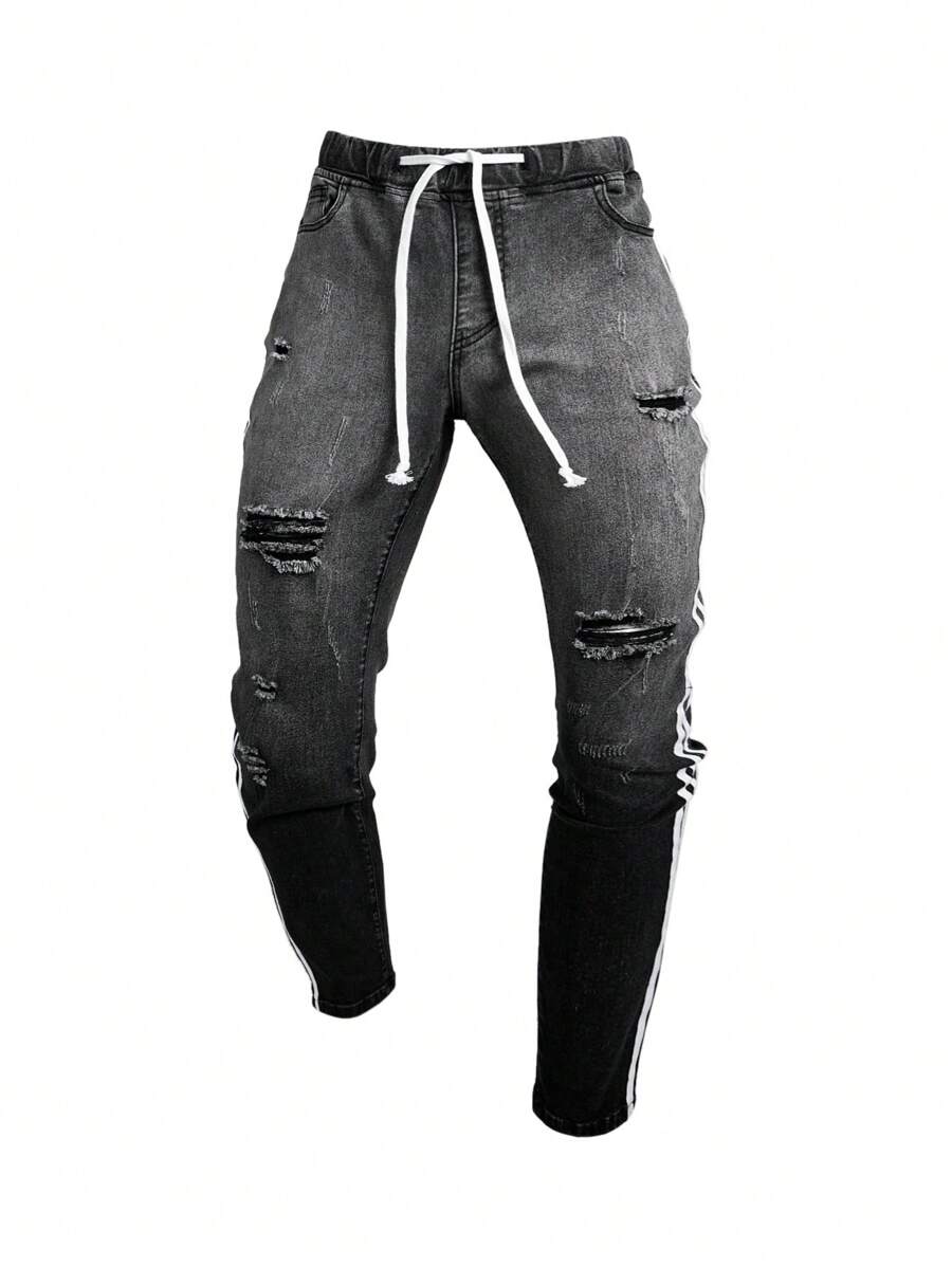 Manfinity LEGND Men Ombre Black & White Denim Jeggings - Black and White - View 1
