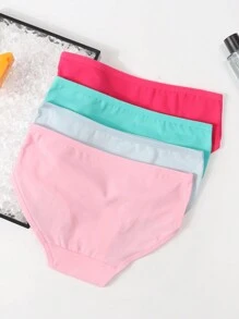SHEIN Bộ 4 món đồ lót màu trơn, thoải mái, tối giản dành cho thiếu nữ và phụ nữ, bộ đồ lót 4 mùa. - Nhiều màu - Xem 2