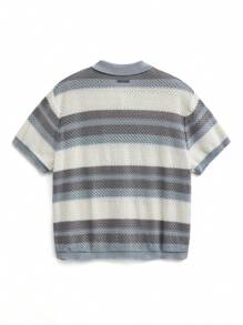 Manfinity VCAY Men's Hollow-Out Short Sleeve Open Front Shirt, For Fall Winter - Grey - View 2