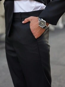 Manfinity Bizformal 2 stuks heren effen kleur mode dubbelrijs jasje en broek pak set
