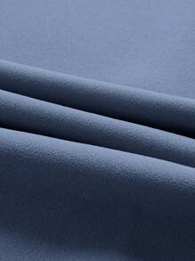 SHEIN MOD Plus Size Women Solid Color Toothpick Stripes Design Wide Leg Casual Pants - Blue - View 3