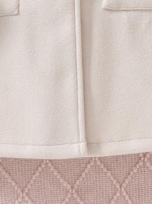 Tween Girls Collared Pockets Coat With Detachable Cape - White - View 3