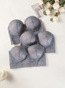 Snug Zone 3pcs/Set Lace Underwire Lingerie Brassiere Set For Women