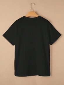 SHEIN LUNE Áo thun thường ngày in chữ Back To School dành cho nữ - màu đen - Xem 2