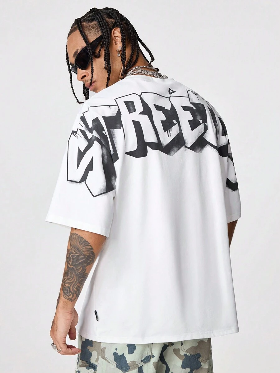 AXEPEAK Maglietta da uomo con collo tondo, vestibilità morbida e maniche corte, con stampa in inglese, adatta per l'estate, uscite, amici, stile streetwear