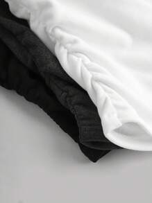 SHEIN Girlism 青少年女孩百搭黑白灰色 V 领腰部褶皱修身长袖针织休闲 T 恤上衣 - 彩色 - 查看 7