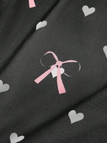 Skyy Designs Co Vestaglietta lunga da donna casual della taglia plus size a maniche lunghe, con stampa di cuori e fiocchi in rete, adatta per autunno/inverno, vacanze, primavera