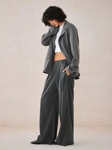 Manfinity VCAY 2 Pcs Men's Woven Casual Loose Fit Suit Jacket, Suitable For Autumn And Winter - Grey - View 7