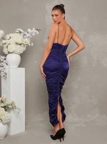 L'Amorae Vestido camisero elegante midi con detalle de costura en el busto y drapeado