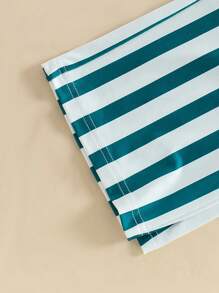 2 件套男士简约黑白条纹长裤搭配白色短袖上衣休闲舒适家居服套装 - 彩色 - 查看 7