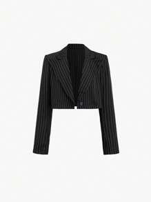 Sweetra 2 件套女士休闲条纹衬衫（翻领）和细肩带连衣裙套装 - 黑色 - 查看 5