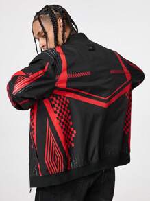Manfinity VCAY Men's Zip Front Long Sleeve Pocket Letter Print Casual Jacket