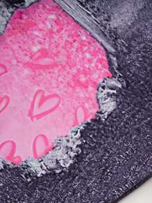 Teen Girl Heart Ripped Denim Effect Pattern Comfortable Leggings - Multicolor - View 4