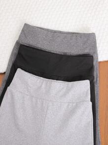 SHEIN Genkimix Kids 3pcs/Set Young Girls' Basic Black, Dark Gray And Light Floral Gray High Waist Flared Pants, Suitable For Everyday Wear In Spring, Fall And Winter Young Girl Flared Leggingsgirls Flared Leggings,Holiday,Summer,Travel, School, Campus, College