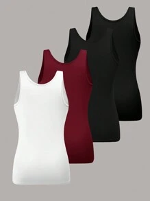 SHEIN EZwear 4pcs/Set Plus Size Casual Knit Criss-Cross Back Camisoles
