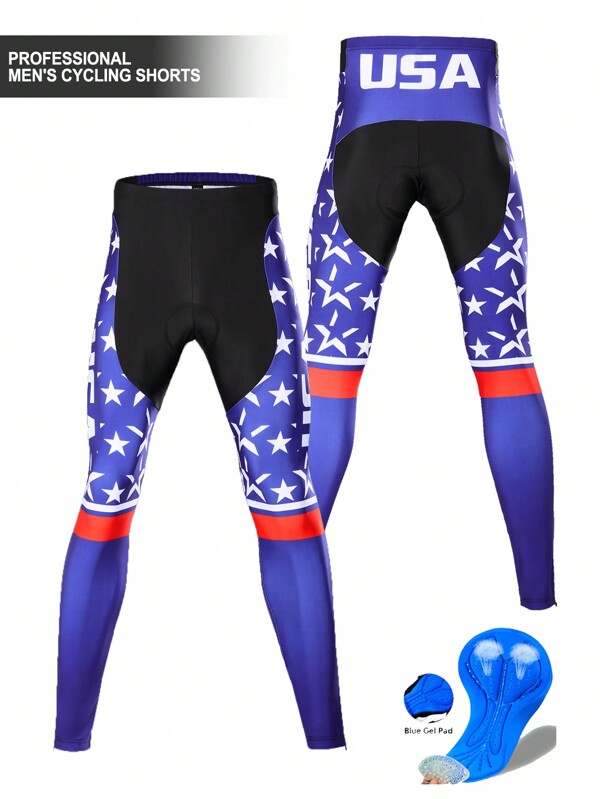 Manfinity Riding Pantalon de cyclisme imprimé de blocs de couleur, étoiles et lettres