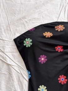 Soleia 性感多色花卉印花抽绳腰部镂空紧身吊带背心连衣裙 - 彩色 - 查看 6