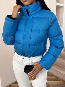 Chiquease 女士绗缝冬季服装夹棉加厚外套适合分层穿着 - 藍色 - 查看 7