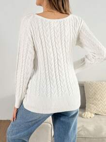 SHEIN Off-Shoulder Tight Fitting Maternity Sweater, For Winter - White - View 2