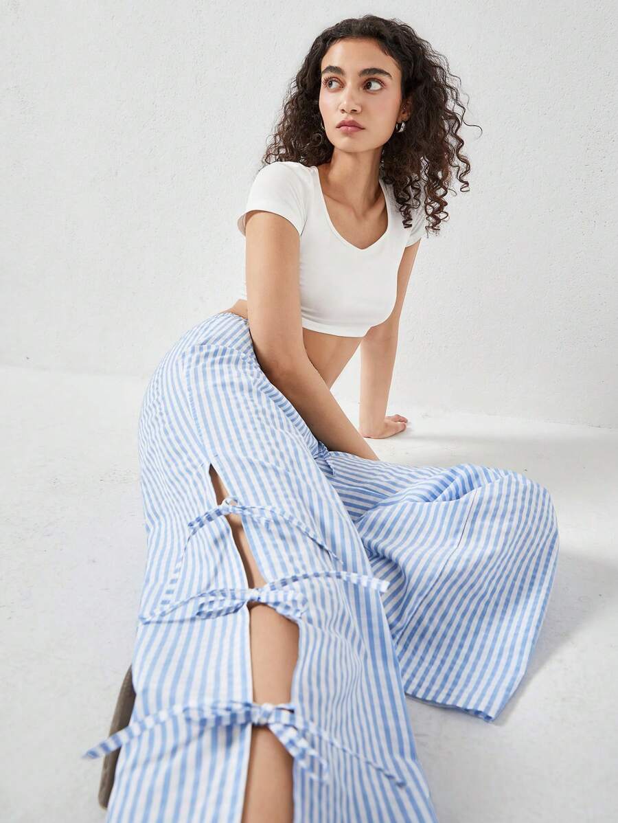 RueChic Side Detailed Cozy Pant - Blue - View 1