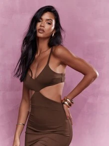 MISSGUIDED Cut Out Detail Cami Bodycon Maxi Dress Cute Sundress