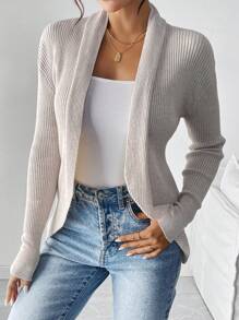 SHEIN LUNE Women Simple Solid Color Casual Long Sleeve Cardigan, Fall Outfit