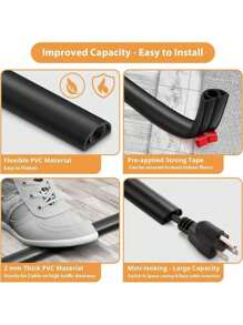 3mX2cm Floor Cable Cover PVC Cord Protector Self-Adhesive Power Cable Protector Extension Electric Wire Duct Slot Cable Manage