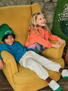 SHEIN 1 pezzo Maglione ampio con stampa di orso cartoni animati carino/retrò/casual, adatto sia per i ragazzi che per le ragazze, primavera/autunno/inverno - blu polveroso - Visualizzare 6