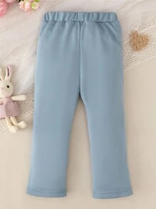 SHEIN Young Girls' Casual Drawstring Pockets Sweatpants, Fall/Winter - Blue - View 2