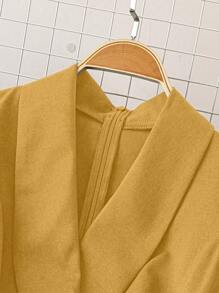 Chiquease 无袖披肩领腰带褶皱连体裤 - 黃色 - 查看 5