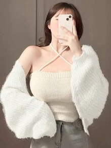 DAZY Women's Cropped Casual Design Cardigan
