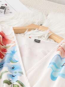 SHEIN Clasi Vestito a maniche lunghe con scollo a V e stampa floreale colorata, taglia curvy - Multicolore - Visualizzare 5