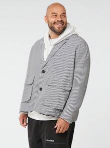 Manfinity NXTstreet Chaqueta de traje holgada de hombros caídos tejida informal para hombre de talla grande, adecuado para otoño/invierno
