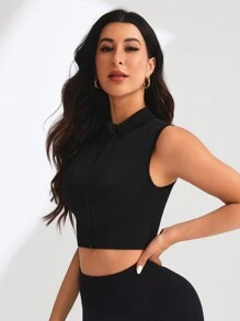 SHEIN Modal Motivation Crop Tee Daily Casual Summerworkout Tank Top - Black - View 3