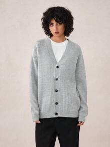 Manfinity VCAY Men's Knitted Loose Casual Long Sleeve Cardigan, Suitable For Fall & Winter - Grey - View 3