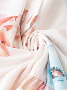 SHEIN Clasi Vestito a maniche lunghe con scollo a V e stampa floreale colorata, taglia curvy - Multicolore - Visualizzare 3