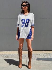 Denimoi Camiseta de fútbol con bloques de color - Azul - Ver 6